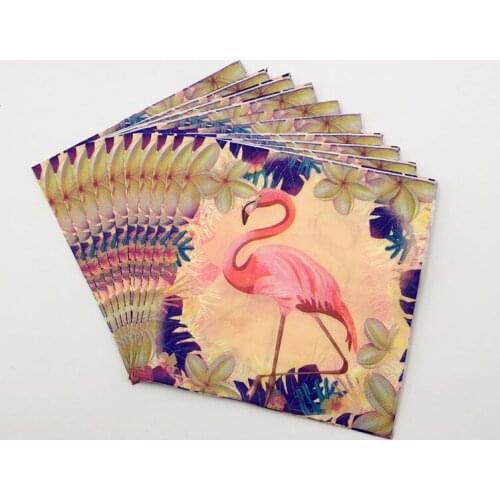 10pcs/pack 33cm*33cm Hawaii Party Luau Pink Flamingo Paper Napkins For Event & Party Decoration Tissue