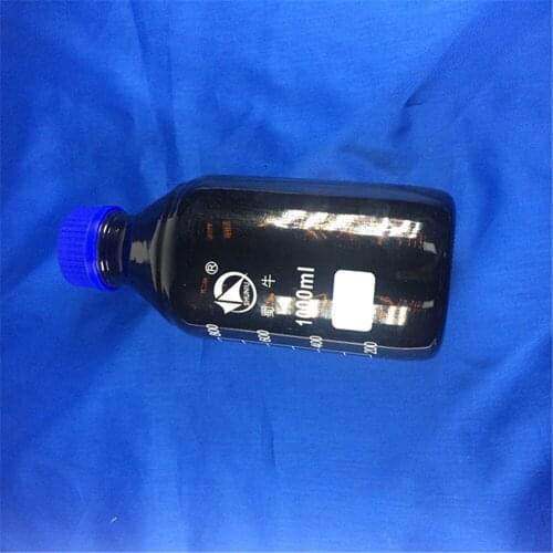 1000ml Amber Brown Glass Reagent bottle Plastic Cap 1L Blue Lid Graduation