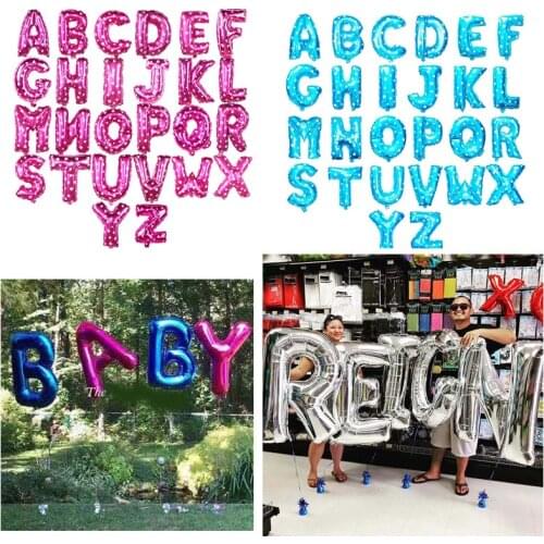 16/40inch Blue/Pink Foil Letter Balloons Birthday Party Decoration Adult and Kids New Year Christmas Diy Name Ballon