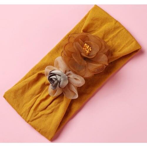 2pcs/lot New Newborn Toddler Baby Girls Head Wrap Double Flower Knot Turban Headband Hair Accessories Baby Gifts for 0-6Y