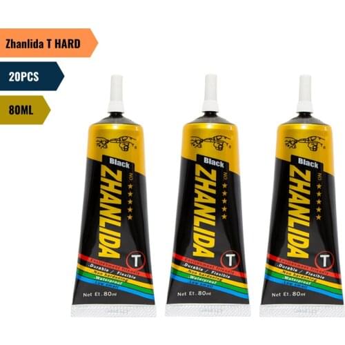 20PCS Zhanlida T Hard Setting 80ML Black Contact Adhesive Universal Repair Glue With Precision Applicator Tip