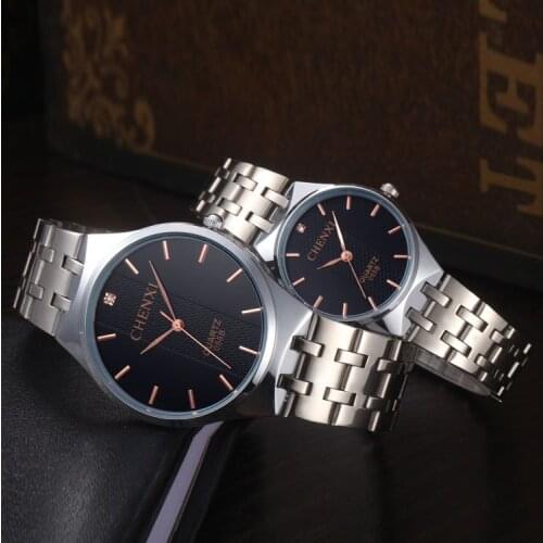 2018 Men women steel quartz watch Luxury fashion water resistant business wristwatches relojes de los pares