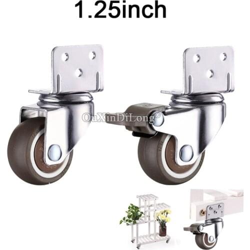 4PCS 1.25 Inch Furniture Flower Stand Casters Crib Rubber Wheel L Type Swivel Mute Brake Caster Furniture Hardware Fitting GF410