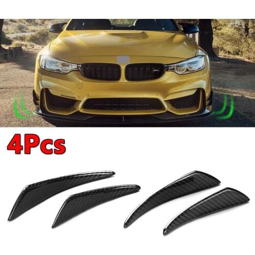 4 Pcs Canards Real Carbon Fiber Side Shark Fins Canards For Mercedes-Benz For BMW For Audi Front Bumper Lip Diffuser Splitter