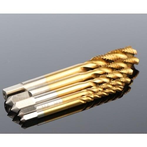 HOEN 5PCS/Set M3 M4 M5 M6 M8 Tap & Die Machine Spiral Point Straight Fluted Screw Thread Metric Plug Hand Tools HSS Hand Tap