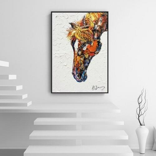 Abstract Colored Horse Head Oil Painting on Canvas Posters and Prints Wall Art Pictures for Living Room Home Decoration No Frame