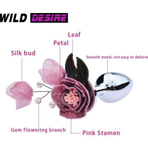 3 Size Anal Plug Small Flower Metal Anal beads butt plug Silver Steel Insert Anal Toys Unisex Sex Toys For Men Female Adults 18