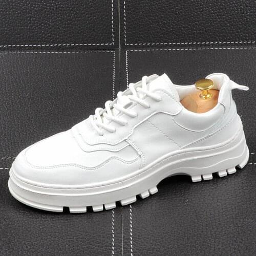 CuddlyIIPanda Men Fashion Casual Shoes Spring Autumn Thick Bottom Luxury Designer Youth Trending White Shoes Male Board Shoes