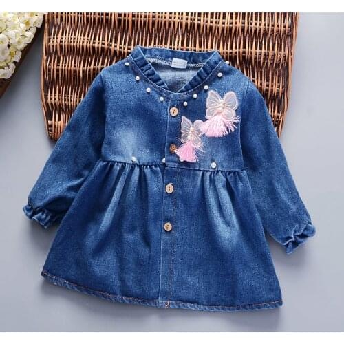 Children Denim Jacket Girls Spring Autumn Coats Kids Jackets Toddler Flower Decoration Children Girls Outerwear Baby Clothes