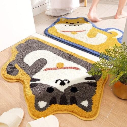 Home Bath Mat Non-slip Bathroom Carpet Soft Polyester Fiber Rug Water Uptake Mat Kitchen Toilet Floor Decor Absorbent Door Mat