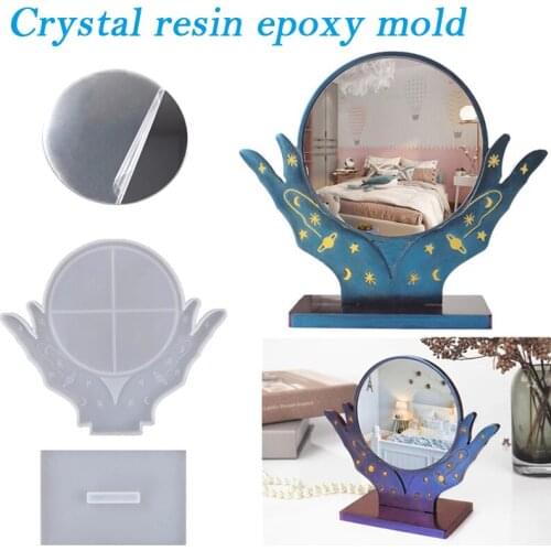 HOT Makeup Mirror Silicone Mould Desktop Hand Shape Cosmetic Mirror Silicone Mould for DIY Handicraft