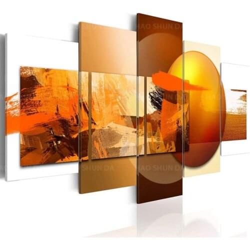 Canvas Prints Art Modern 5 pieces Wall Picture Abstract Sphere Pros and Cons Painting Orange Home Decoration Bedroom Living Room