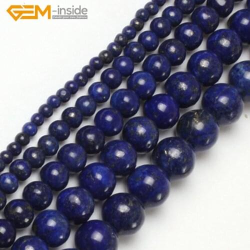 Gem-inside 2-20mm Dyed Color Round Stone Beads Lapis Lazuli Beads For Jewelry Making Beads 15inch DIY Beads Jewellery