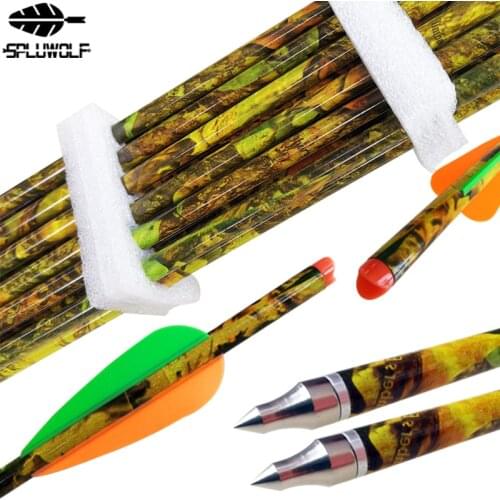 6PCS 12 PCS Shooting Sport Accessories Camouflage Bow and Arrow for Hunting Carbon Arrow Crossbow Bolts 8.8mm
