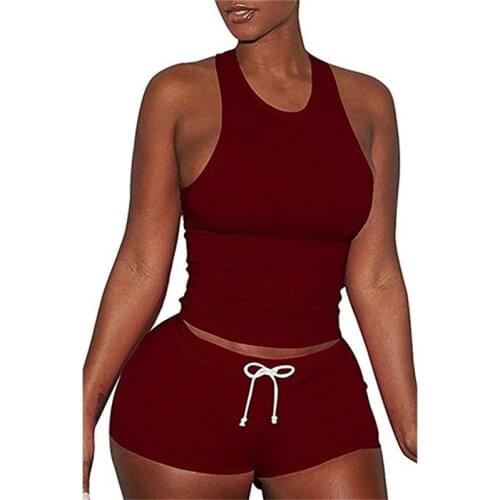 Two Piece Set Outfits Crop Tops Shorts Set Summer Matching Sets Gym Fitness Sportwear Summer Clothes For Women