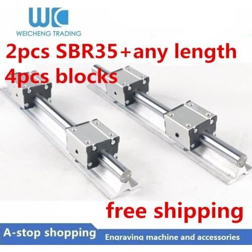2pcs SBR35 Linear Rail Guide 1200-2500mm + 4pcs SBR35UU SBR35LUU Dustproof slider Linear Bearing Block Linear Rail Set