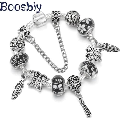 Fashion Brand Silver Plated Snake Chain Charm Bracelet For Women DIY Butterfly Bracelet Jewelry Gift New Design Pulseras Mujer