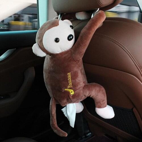 Cartoon Tissue Box Animal Monkey Car Hanging Paper Napkin Box Cover Holder Paper Organizer Tissue Boxes