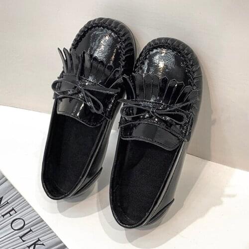 2021 New Children Casual Girls Shoe Beige Black Kid Girl FlatsShoes Fashion Loafers Shoes For Kids Brand Cute Girl Princess Shoe