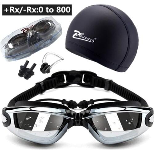 Optical Swim Goggles +Rx -Rx Prescription Swimming Glasses Adults Children Myopia Swimming Goggles Mask with Free Cap Ear Plugs