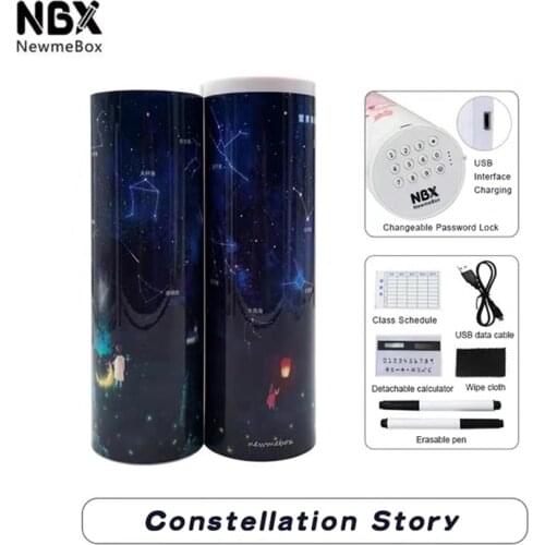 NBX Pencil Cases Password Cartoon Pattern Pen Holder Large Capacity Stationery Box Coded Lock Home Office School Storage Bag