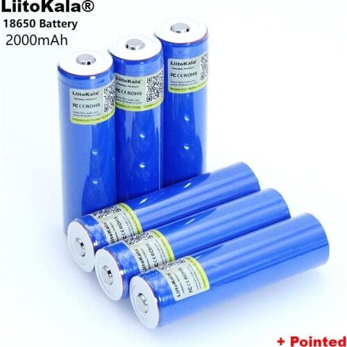 LiitoKala 18650 3.7V 2000mA Rechargeable lithium battery Light Flashlight batteries LED light battery + Pointed