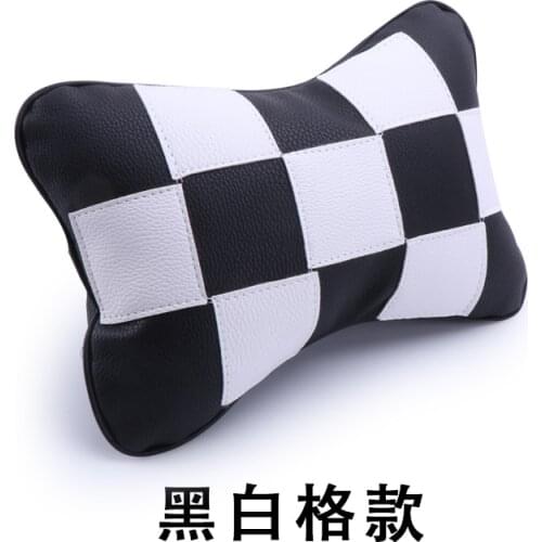 Auto MIN Neck Pillow Pu Leather Head Support Protector Black and White Case Union Jack Flag Backrest Cushion Easy Install Clean