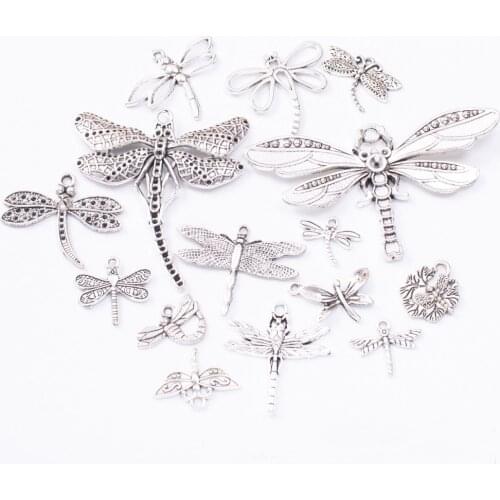 100g/Lot Animal Pendants Silver Color Random Alloy Dragonfly Charms For DIY Bracelet Necklace Jewelry Making
