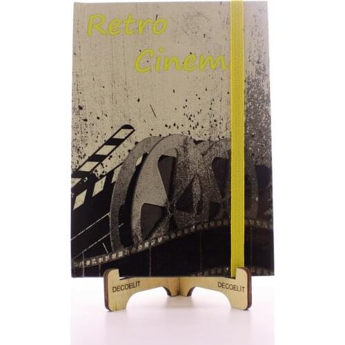 Rubber Unlined Hard Cover Retro Cinema Notebook