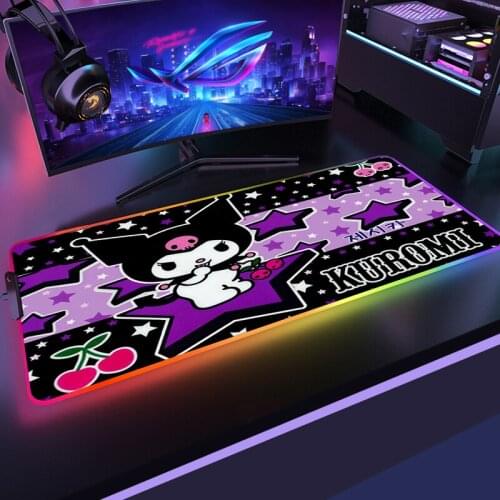 RGB Cartoon Mouse Pad Laptop Gaming Accessiores Mousepad Tapis De Souris Kuromies Mause Pad Rubber No-slip with Backlit Mausepad