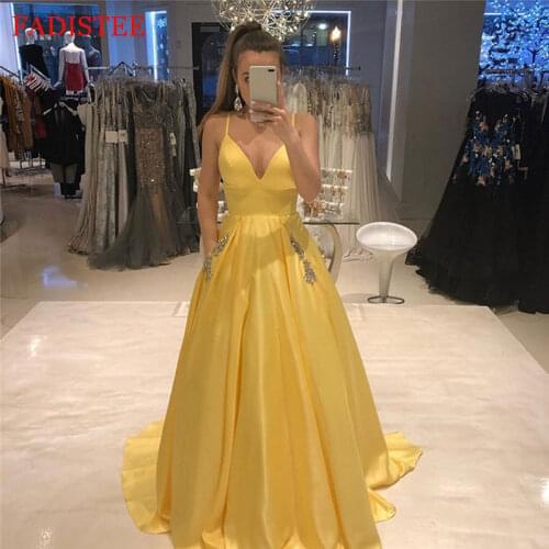Sexy V-neck Satin Prom Party Evening Dresses Vestido De Noiva Robe De Soiree Vestido Novia Playa Formal A-line