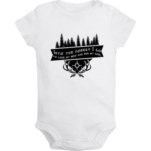 Into the Forest I Go, To Lose My Mind And Find My Soul Newborn Baby Girl Boys Clothes Short Sleeve Romper Outfits 100% Cotton