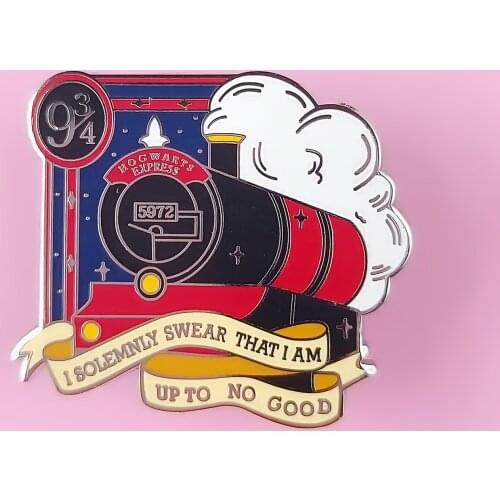 Hogwartss Express Hard Enamel Pin Unique Cartoon Magic Train Medal Brooch I Solemnly Swear That I Am Up To No Good Pins Jewelry