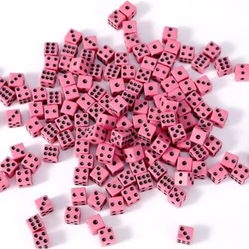 100 Pcs/lot 8mm Yellow/White/Green/Red Square Point Dice Puzzle Game Send Children 6 Sided Dice DIY Game Accessory