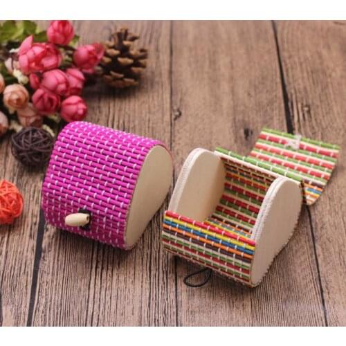 100pcs/lot Lovely Mini Heart Shape Weaving Bamboo Wooden Jewelry Storage Boxes Ring/Necklace/Earrings Display Box SN418