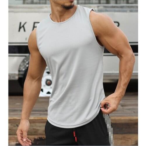 2021 Summer Men Sports Tank Top Sleeveless Round Neck Casual Tanks Solid Color Tops Running Fitness Tops for Men Track Tops