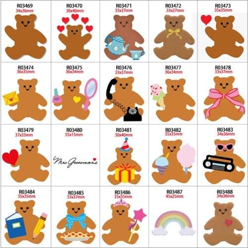 30pcs/lot Bear Printed Resin Flatback Kawaii for Phone Case Handamde Earring Decor Material R0346 R0347 R0348