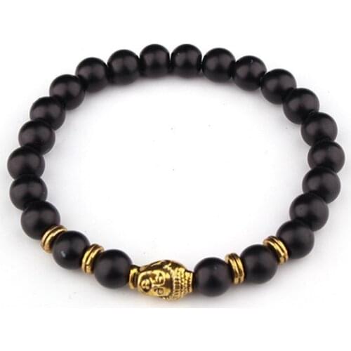 8mm black head multicolor Agate Chakra Healing Reiki Buddha Yoga Bracelet elastic adjustable Volcanic Stone Bangles cv34