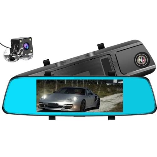7 inches 2K Car DVR Touch Screen Stream Media 2.5D Dual Lens Video Recorder Rearview mirror Dash cam Front and Rear camera