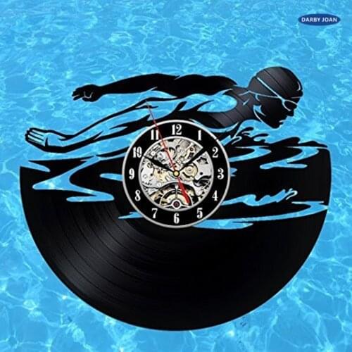 Swimming Art Vinyl Wall Clock Gift Room Modern Home Record Vintage Decoration