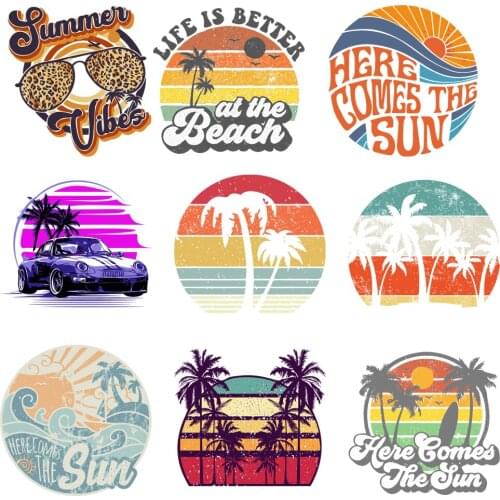 DIY Cartoon Summery Heat Transfer Sticker For Vogue Girl Clothing Patch 1 Piece. T244