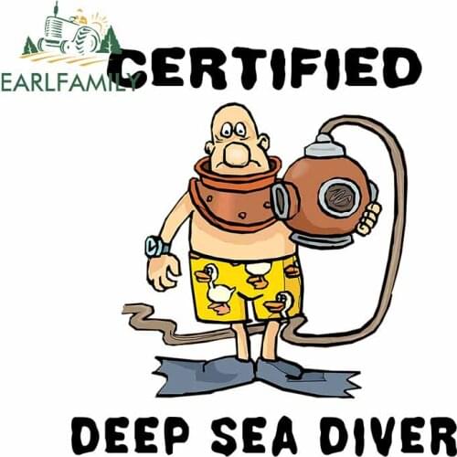 EARLFAMILY 13cm x 12cm for Certified Deep Sea Diver Decal Cartoon Personality Anime Car Stickers Cartoon for Bumper Motorcycle