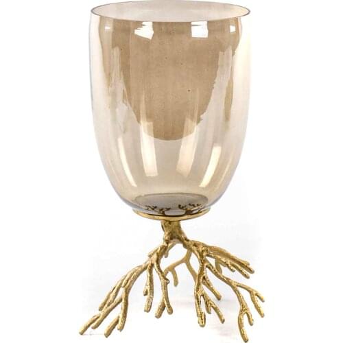 Euro Flora Metal Branch Pedestal Glass Vase Bal Color 16x32 Cm 173316