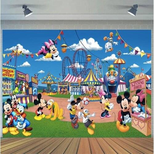 Cartoon Mouse Amusement Park Photography Background Backdrop Kids Birthday Party Decoration Wallpaper Tapestry Photo Studio
