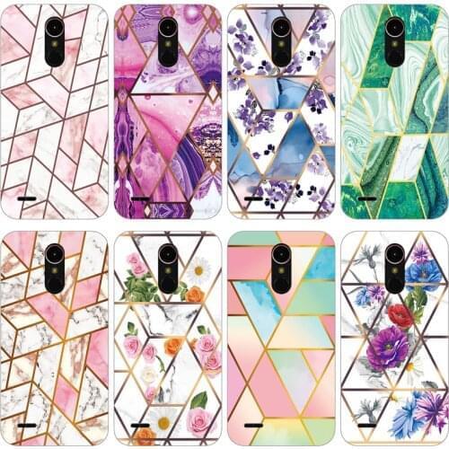 Geometric Marble Soft Phone Case For LG K10 2017 X400 M250N Funda Glossy Colorful Flower Silicone Phone Back Cover Shell