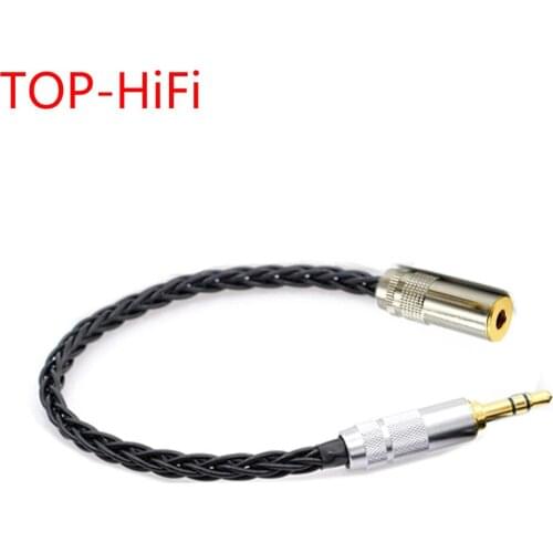 TOP-HiFi Hand-made 10cm 8 Core 7N Single Crystal Copper 4.4mm Female to 3.5mm Male Cable For MP3 Music Player