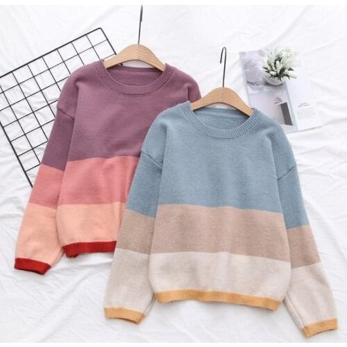 Korean Chic Women Knit Pullover Sweaters 2021 Winter Warm Knit Wear Long Sleeve O-neck Ladies Thick Soft Jumpers