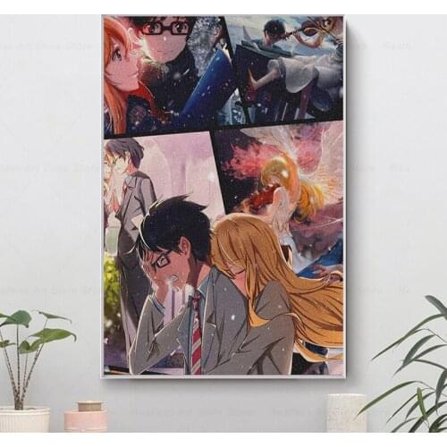 Kousei Kaori Your Lie in April Manga Canvas Home Decor Painting Wall Art Decoration Prints Dorm Anime Living Room Bedroom Poster