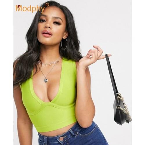 Fashion Womens Vest Bodycon Bandage Top Sexy V-neck Sleeveless Pullover Party Elegant Vest Short Top 2020 Autumn New
