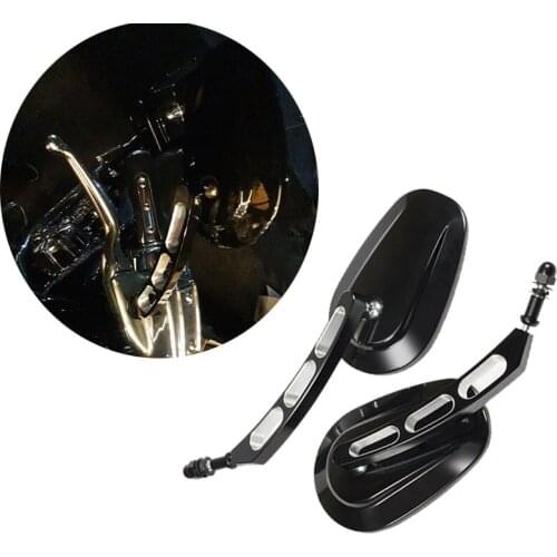 Motorcycle Accessories 8MM Motorbike Rearview Mirror Full Aluminum Alloy Round Tea Wave Side Mirrors For Harley Conversion